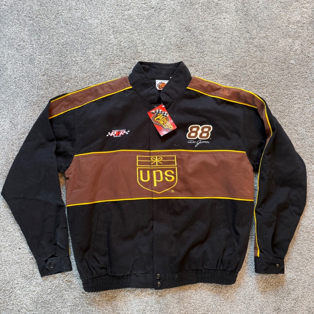 Winners Circle Dale Jarrett 88 UPS Racing Jacket Black Brown XL NWT